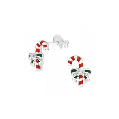 Sterling silver candy cane earrings