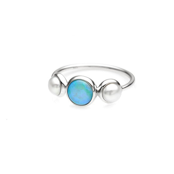 Sterling Silver Opal & Pearl ring.