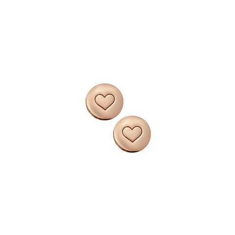 Sterling silver heart disc earrings.