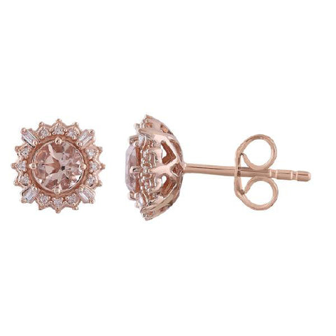 9ct rose gold Morganite Diamond earrings