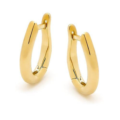 9ct oval shaped huggie earrings.