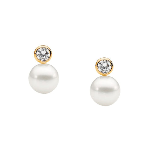 Pearl & cubic zirconia earring