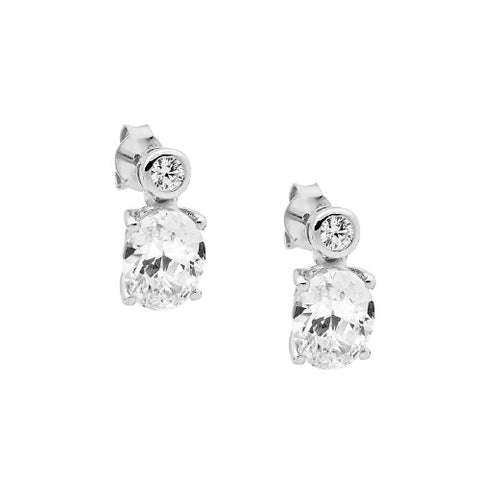 Sterling silver oval CZ earrings