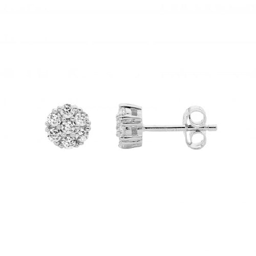 Sterling silver cz cluster earrings