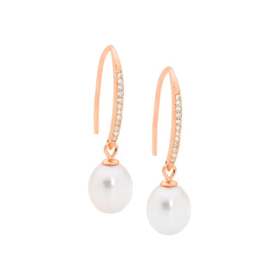 Rose gold plated pearl earrings