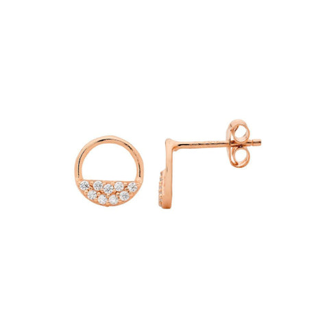 Sterling Silver CZ studs. Rose Gold