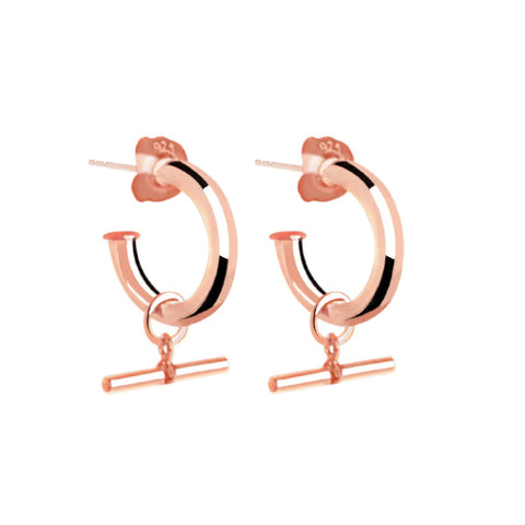 Sterling silver rose gold plated hoop