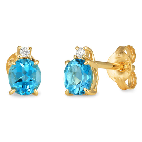 9ct blue topaz and diamond earrings