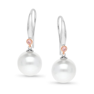 9ct Pearl  & Pink Diamond earrings