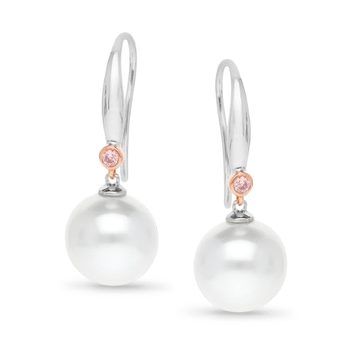 9ct Pearl  & Pink Diamond earrings