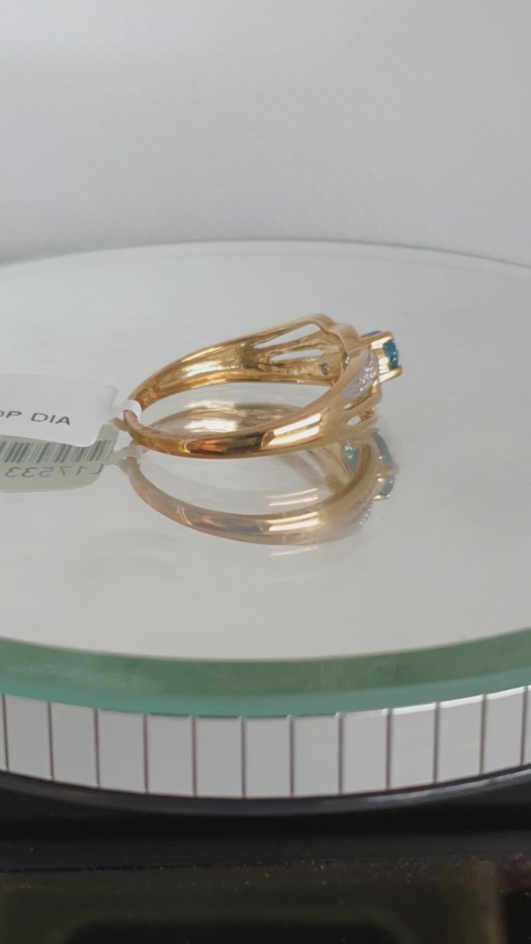 9ct yellow gold London Blue Topaz & Diamond ring.