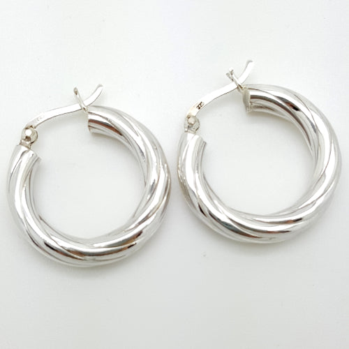 Sterling silver twist hoops