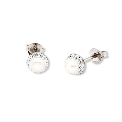 Sterling silver pearl cz studs