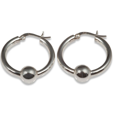 Sterling silver ball hoops