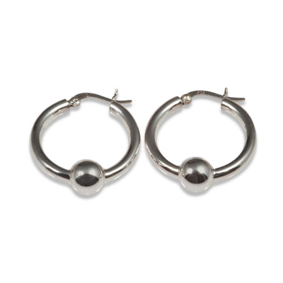 Sterling silver ball hoops