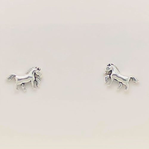 Sterling silver horse stud earrings