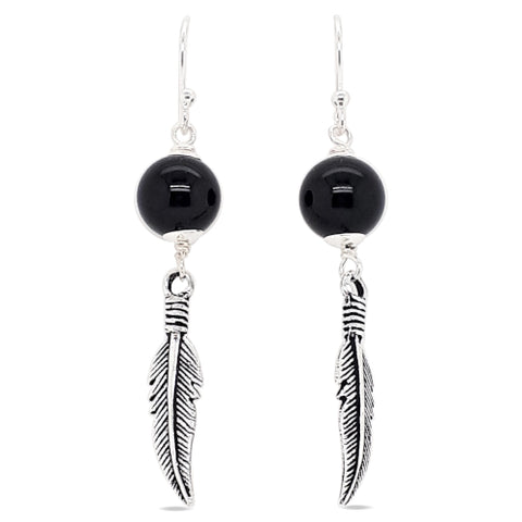 Sterling silver onyx earrings