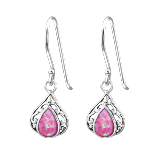 Sterling silver created opal earrings