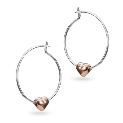 Rose gold plated heart hoop earrings