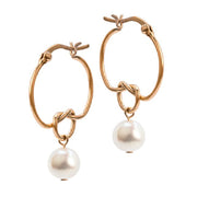 Rose gold plated pearl hoops