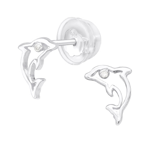 Sterling silver dolphin studs