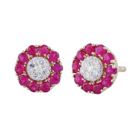 9ct Ruby & Diamond earrings.