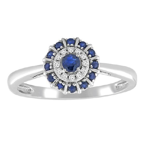 9ct white gold Sapphire & diamond ring.