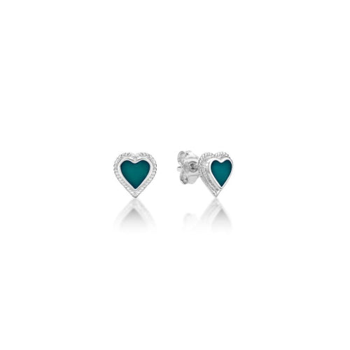 Teal heart studs