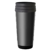 Black engraved coffee cup