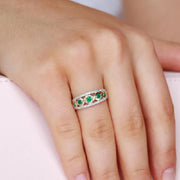9ct emerald & diamond ring