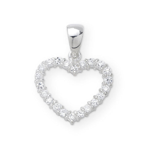 Sterling silver heart cubic zirconia pendant.