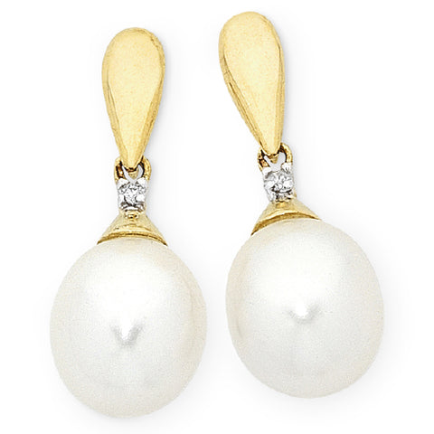 9ct Diamond & Pearl earrings