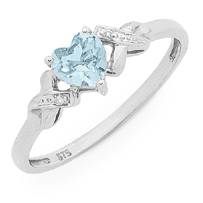 Sterling silver topaz & diamond ring
