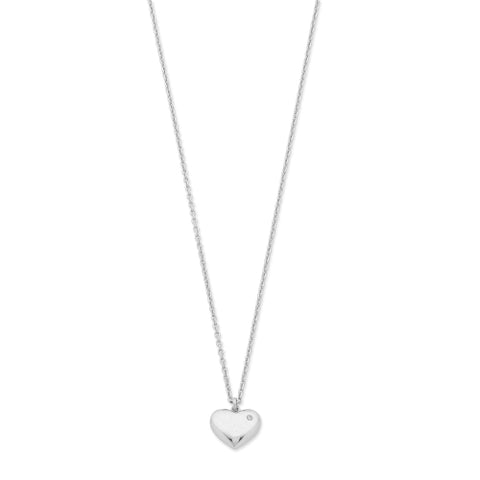 Sterling silver diamond heart pendant.