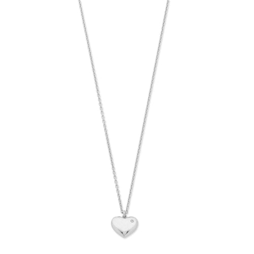 Sterling silver diamond heart pendant.