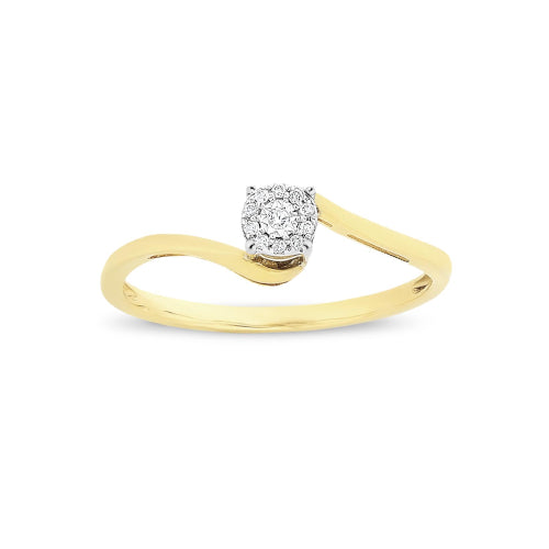 9ct yellow gold Diamond ring.