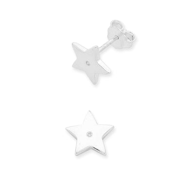 Sterling silver Diamond star earrings.