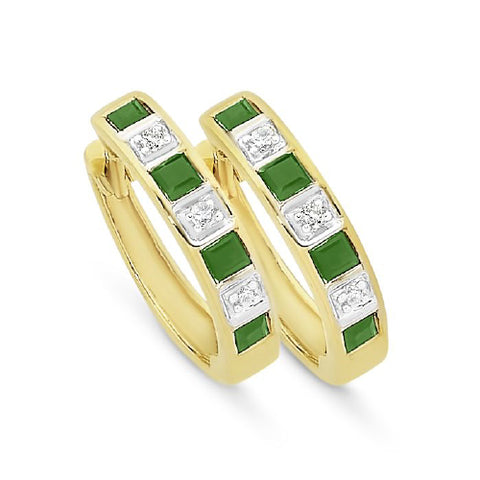 9ct gold Emerald & Diamond earrings