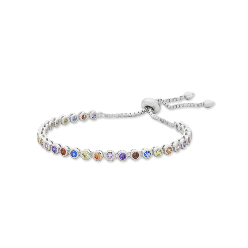 Sterling silver cubic zirconia tennis bracelet. Multi