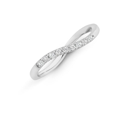Sterling silver wave cz ring.