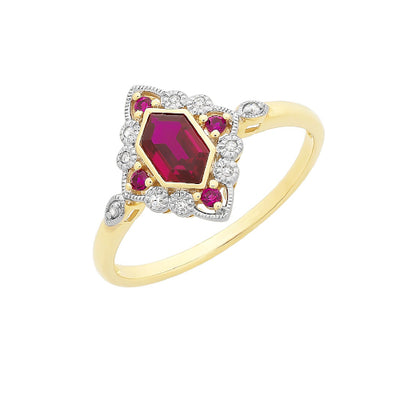 9ct Ruby & diamond ring