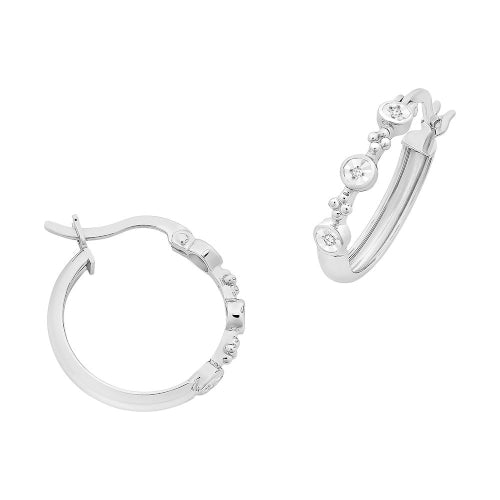 Sterling silver diamond huggies