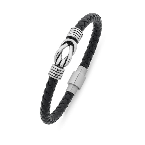 Stainless steel leather bracelet