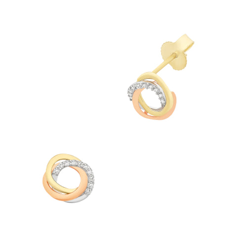 9ct CZ 3 tone earrings