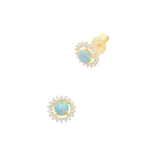 9ct Created Opal & CZ earrings
