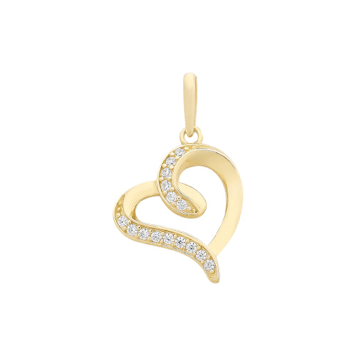 9ct CZ heart pendant