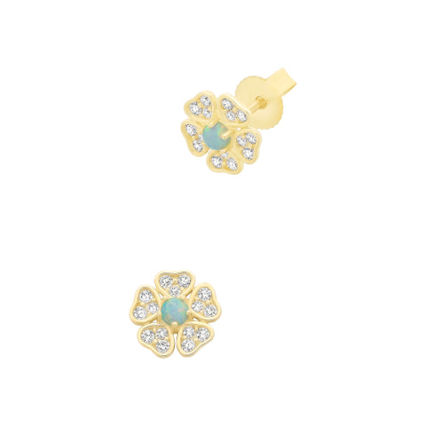 9ct Created Opal & CZ earrings