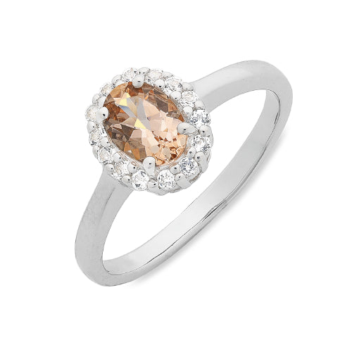 Morganite & White Topaz ring