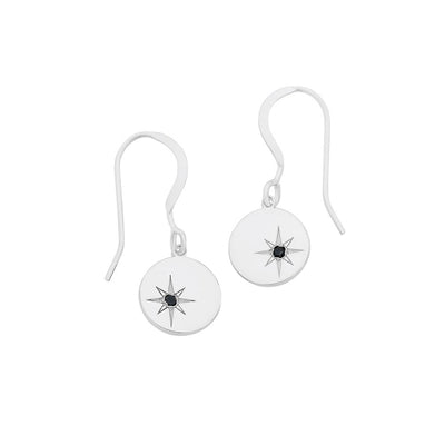 Sterling silver black diamond earrings