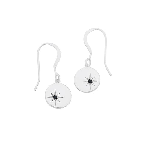 Sterling silver black diamond earrings